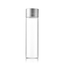Plata Botellas de vidrio transparente contenedores de cuentas, tubos de almacenamiento de cuentas con tapa de rosca y tapa de aluminio, columna, plata, 2.2x8 cm, capacidad: 20 ml (0.68 fl. oz)