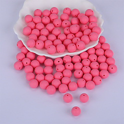 Rose Chaud Perles focales rondes en silicone, perles à mâcher pour les jouets de dentition, Diy soins infirmiers colliers faisant, rose chaud, 15mm, Trou: 2mm