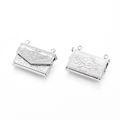 Platinum Brass Locket Pendants, Photo Frame Charms for Necklaces, Bag, Platinum, 16.8x21.8x3.5mm, Hole: 1mm