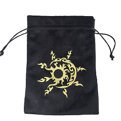 Sun Velvet Tarot Cards Storage Bags, Tarot Desk Storage Holder, Black, 18x13cm