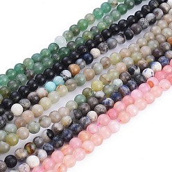 Mixed Stone Natural Gemstone Beads Strands, Mixed Stone, Round, 6mm, Hole: 0.8mm, about 60~65pcs/strand, 14.96 inch(38cm)