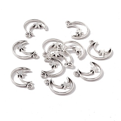 Antique Silver Tibetan Style Alloy Pendants, Moon with Star, Antique Silver, 19x15x2mm, Hole: 1.6mm