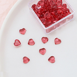 Red Transparent Resin Cabochons, Imitation Cat Eye, for Ghost Witch Baroque Pearl Making, Heart, Red, 6x6x3mm