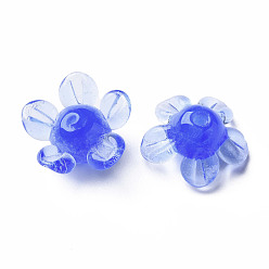 Royal Blue Handmade Lampwork Beads, Flower, Royal Blue, 14.5~15.5x15~16x7~8mm, Hole: 1.5mm
