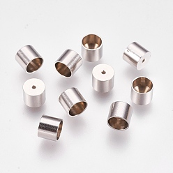 Stainless Steel Color 201 Stainless Steel Cord Ends, End Caps, Stainless Steel Color, 6x7mm, Hole: 1mm, Inner Diameter: 6mm