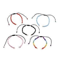 Mixed Color Adjustable Braided Nylon Thread Bracelet Making, with Glass Seed Beads and 304 Stainless Steel Jump Rings, Mixed Color, 5-1/4~11-1/8 inch(13.5~28.2cm)