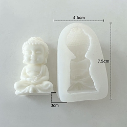 Blanco Estatua de Buda vela perfumada moldes de silicona de calidad alimentaria, moldes para hacer velas, molde para velas de aromaterapia, blanco, 7.5x4.6x3 cm