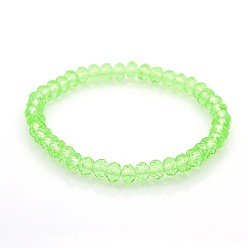 Light Green Glass Rondelle Beads Stretch Bracelets, Light Green, 58mm