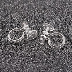 Clear Plastic Clip-on Earring Findings, Clear, 9x11mm, Ball: 3mm, Tray: 5mm, Hole: 0.6mm