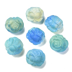 Озёрно--синий Светоизменяющиеся бусины из смолы, бусы в виде цветка камелии, Плут синий, 18x19.5x11.5 мм, отверстие : 2 мм, Около 270 шт / 500 г