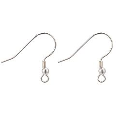 Silver 925 Sterling Silver Earring Hooks, with 925 Stamp, Silver, 14.5x15x2.5mm, Hole: 1.2mm, 21 Gauge, Pin: 0.7mm