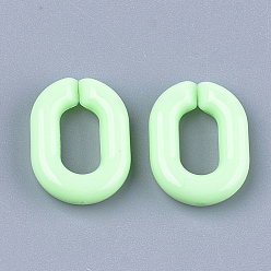 Pale Green Acrylic Linking Rings, Quick Link Connectors, For Jewelry Chains Making, Oval, Pale Green, 19x14x4.5mm, Hole: 11x5.5mm, about 680pcs/500g