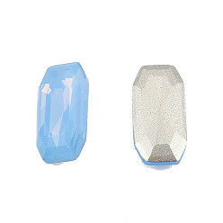 Sapphire K9 Glass Rhinestone Cabochons, Pointed Back & Back Plated, Faceted, Rectangle Octagon, Sapphire, 12x6x3mm