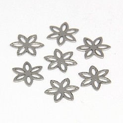 Stainless Steel Color 304 Stainless Steel Links connectors, Flower, 8x8x0.5mm, 500pcs/bag