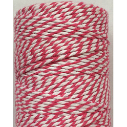 Cerise Macrame Cotton Cord, Twisted Cotton Rope, Dyed, for Crafts, Gift Wrapping, Cerise, 2mm, about 10.93 yards(10m)/roll