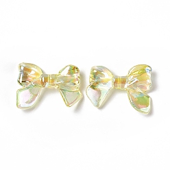 Green Yellow Transparent Acrylic Beads, AB Color, Bowknot, Green Yellow, 23x33.5x7.5mm, Hole: 1.7mm
