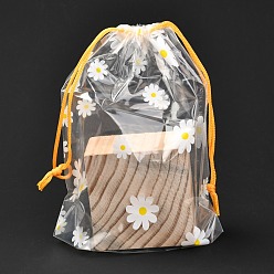 Цветок Пластиковые матовые сумки на шнурке, прямоугольные, цветочным узором, 20x16x0.02~0.2 см