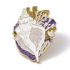 Shell Shape Anatomical Heart Enamel Pin, Light Gold Alloy Brooch for Backpack Clothes, Shell Pattern, 30x23x2mm, Pin: 1.3mm