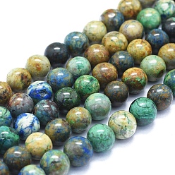 Chrysocolla Natural Chrysocolla Beads Strands, Round, 10mm, Hole: 1mm, about 39~40pcs/Strand, 15.35 inch(39cm)
