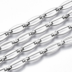 Stainless Steel Color 304 Stainless Steel Link Chains, with Spool, Unwelded, Nickel Free, Oval, Stainless Steel Color, 13.5x6.5x1.3mm, Link: 6x4.5x1.6mm, about 32.8 Feet(10m)/roll