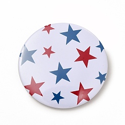Star Independence Day Flat Round Tinplate Badge Pins, Platinum Brooch Button Pin for Backpack Clothes, Star Pattern, 58x3.5mm