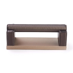 Gray PU Leather Ring Displays, with Wood, Gray, 14.1x4.1x4.7cm