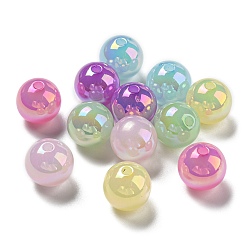 Mixed Color Acrylic Beads, Pearlized, Round, Mixed Color, 14mm, Hole: 2.6mm