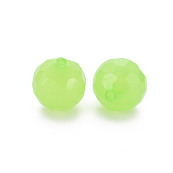 Light Green Imitation Jelly Acrylic Beads, Faceted, Round, Light Green, 16.5x16mm, Hole: 2.5mm, about 288pcs/500g