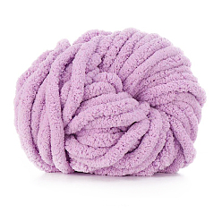 Lilac Polyester Wool Jumbo Chenille Yarn, Premium Soft Giant Bulky Chunky Arm Hand Finger Knitting Yarn, for Handmade Braided Knot Pillow Throw Blanket, Lilac, 20mm, about 27m/roll