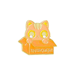 Melocotón de Soplo Broche de gato de dibujos animados en la caja de papel, lindos alfileres de esmalte de aleación de animales, Insignia de gatito para mochila de ropa., peachpuff, 25x30 mm
