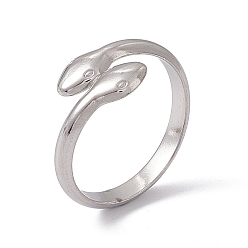 Нержавеющая Сталь Цвет 304 кольцо-манжета из нержавеющей стали с двойной змейкой для женщин, цвет нержавеющей стали, размер США 7 1/2 (17.7 мм)