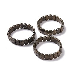 Pirita Pulsera elástica con cuentas ovaladas de pirita natural, joyas de piedras preciosas para mujeres, diámetro interior: 2-1/8 pulgada (5.4~5.5 cm)