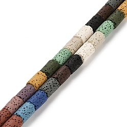 Colorful Natural Lava Rock Beads Strands, Column, Dyed, Colorful, 10x6mm, Hole: 1.4mm, about 40pcs/strand, 15.75 inch(40cm)