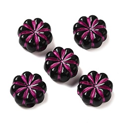 Noir Perles acryliques opaques, fleur, 13x13.5x6mm, Trou: 3mm, environ: 700 pcs / 500 g