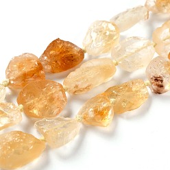 Citrine Rough Raw Natural Citrine Beads Strands, Nuggets, 10~14x9~11x4.5~7mm, Hole: 0.8mm, about 30pcs/strand, 16.14''(41cm)