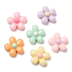 Mixed Color Opaque Resin Cabochons, Flower, Mixed Color, 15x15x6mm