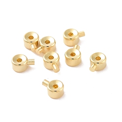 Golden 925 Sterling Silver Crimp Beads, Loose Spacer Beads, Stopper Crimp Charms, Flat Round, Golden, 4x3x2mm, Hole: 0.8mm, pin: 1mm