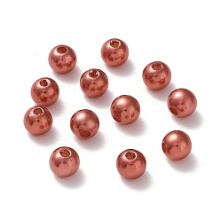 Rouge Indien Perles acryliques en nacre d'imitation , teint, ronde, rouge indien, 6x5.5mm, Trou: 1.5~2mm, environ 4500 pcs / livre
