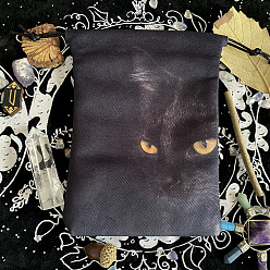 Cat Shape Pochettes à cordon de rangement pour bijoux en velours à imprimé animal, sacs à bijoux rectangulaires, pour le stockage de bijoux, forme de chat, 18x13 cm