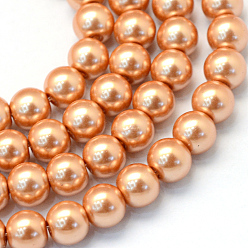 Marron Sablonneux Cuisson peint perles de verre brins de perles rondes, Sandy Brown, 10~11mm, Trou: 1.5mm, Environ 85 pcs/chapelet, 31.4 pouce1.5mm