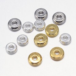 Color mezclado Planas redondas perlas latón espaciadores, color mezclado, 8x2 mm, agujero: 2 mm