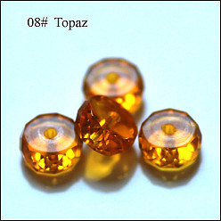 Naranja Imitación perlas de cristal austriaco, aaa grado, facetados, plano y redondo, naranja, 8x3.5 mm, agujero: 0.9~1 mm