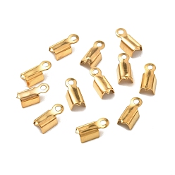 Золотой Ионное покрытие (ip) 304 складывающиеся обжимные концы из нержавеющей стали, загибаем концы шнура, золотые, 10x4x3.5 мм, отверстие : 1 мм