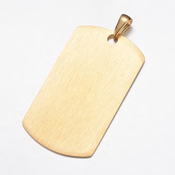 Golden Ion Plating(IP) 304 Stainless Steel Pendants, Stamping Blank Tag Rectangle, Golden, 43x24x1mm, Hole: 3x6mm