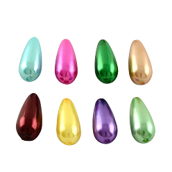 Color mezclado Cuentas de lágrima de perlas de imitación de plástico abs, color mezclado, 22.5x12 mm, Agujero: 2 mm, sobre 317 unidades / 500 g