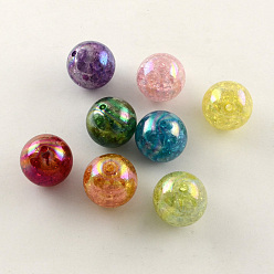 Couleur Mélangete Couleur ab crépitement transparente acrylique perles rondes, couleur mixte, 20mm, trou: 2.5 mm, environ 108 pcs / 500 g