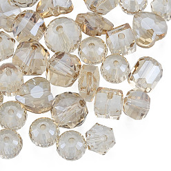 Trigo Perlas de vidrio transparentes, formas mixtas, trigo, 7~10x7~10x5~9.5 mm, agujero: 1~1.5 mm