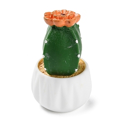 Vert Foncé Cactus en pot de simulation de résine, pour les ornements de bureau de voiture ou de bureau à domicile, vert foncé, 22x38.5mm