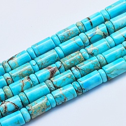 Imperial Jasper Natural Imperial Jasper Beads Strands, Dyed, Column and Flat Round, 10x6mm, 6x3mm, Hole: 1mm, about 32pcs/strand, 16.14 inch(41cm)