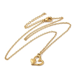 Золотой 304 женские ожерелья с подвесками в форме сердца из нержавеющей стали, золотые, 15.55 дюйм (39.5 см)